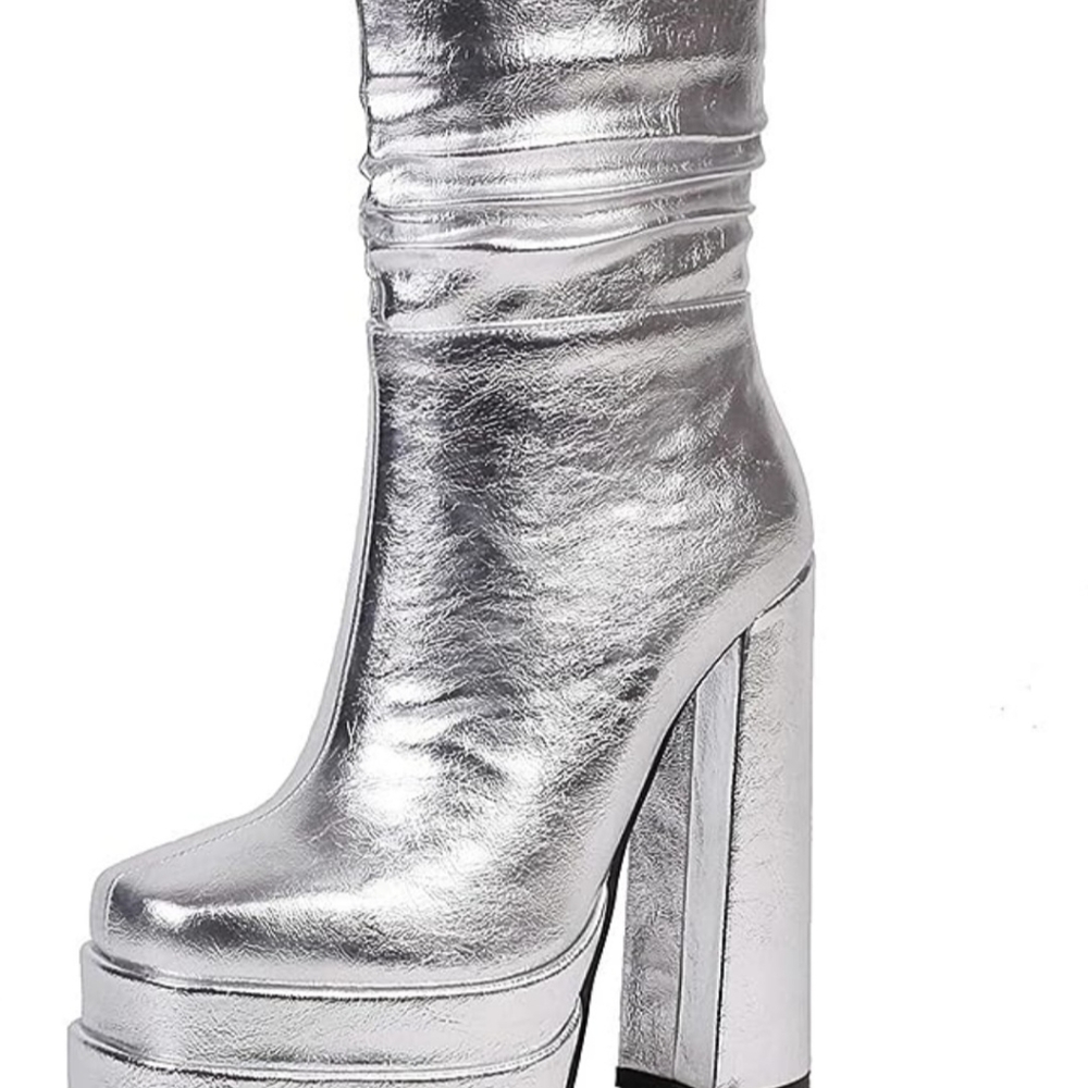 Silver platform boots